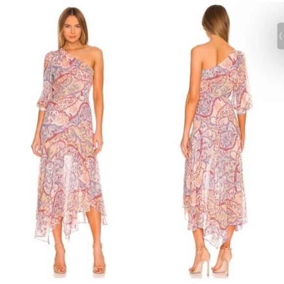 Veronica Beard Kimber Dress Size 6 Silk One Shoulder Paisley Floral - Picture 1 of 16